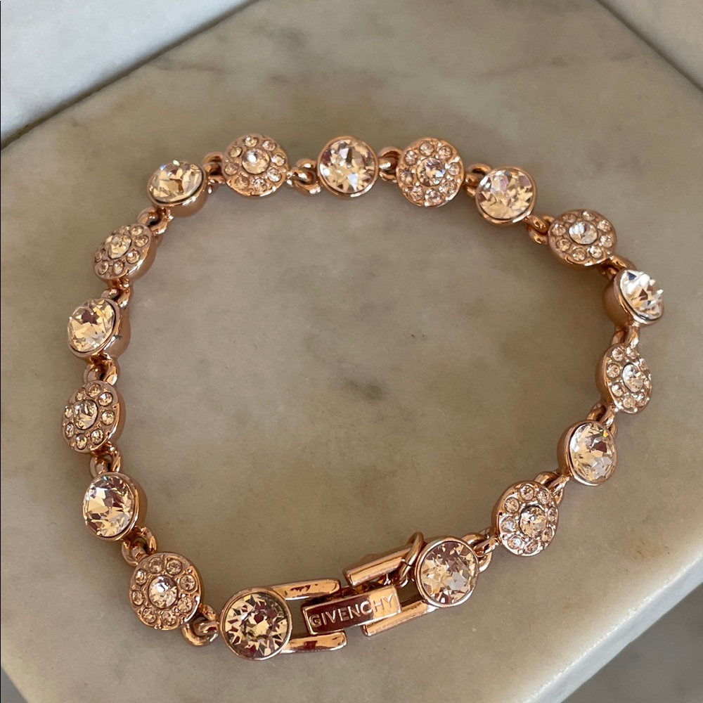 GIVENCHY Rose Gold Tennis Bracelet with Clear Crystals - Picture 13 of 16